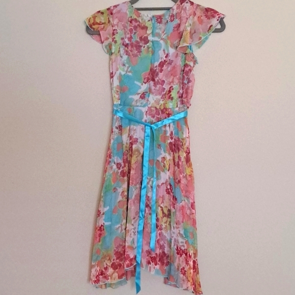 SPEECHLESS Floral Pleated Flutter Sleeve Big Girls Dress size 14 - Picture 5 of 7